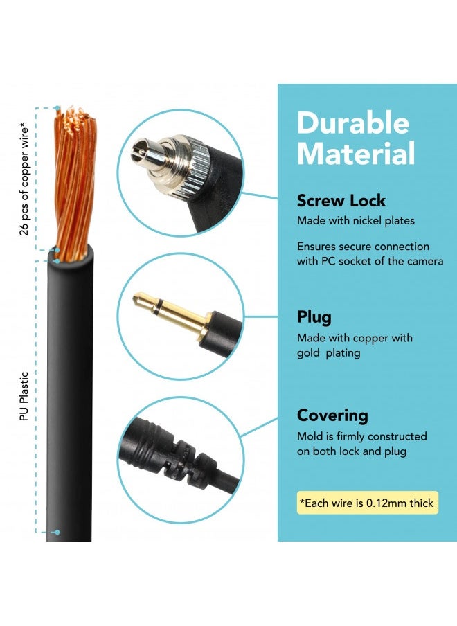 Foto&Tech Fotoandtech 3.5 Mm To Male Flash Pieces Sync Cable, 14 Inch Coiled Cord With Screw Lock, Compatible With Nikon Canon And Most Dslr Cameras Pocketwizard Plus Iii Plus Ii Mini Phone Pieces1 (1 Piece)  - Image 1