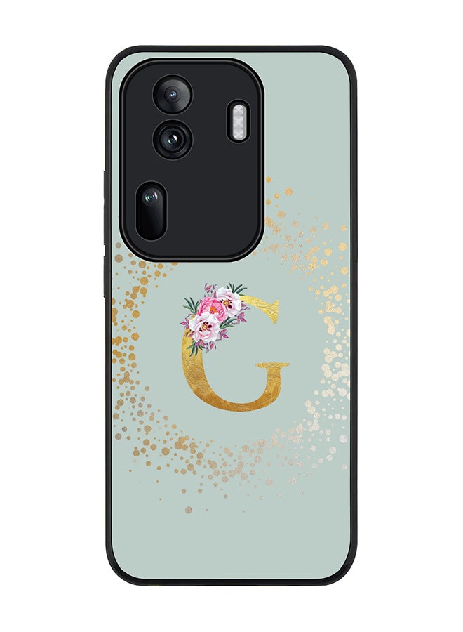 Stylizedd Rugged Black Edge Case for Oppo Reno11 Pro, Slim fit Case Cover- Custom Monogram Initial Letter Floral Pattern Alphabet - G  (Light Grey) - Image 1