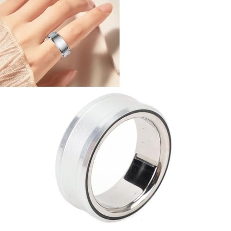 Fitness smart ring for daily life use, made of hypoallergenic stainless steel, black color, waterproof with body temperature monitoring - Image 4