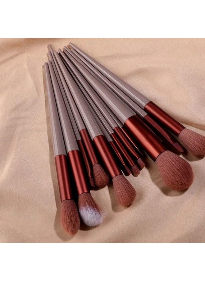 HUDACRUSH - Beauty Premium Synthetic Bristle Professional Face And Eye Makeup Brushes Set With 13 Makeup Brushes For Cream Liquid And Powder (Coffee Brown) - Image 1