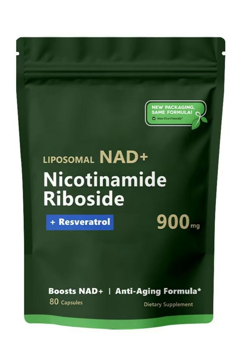 NAD High Purity NAD+ Supplement with Nicotinamide Riboside & Resveratrol for Energy, Vitality, Anti-Aging, Focus & DNA Repair – 80 Vegan Capsules with Liposomal Delivery for Maximum Absorption - Image 1