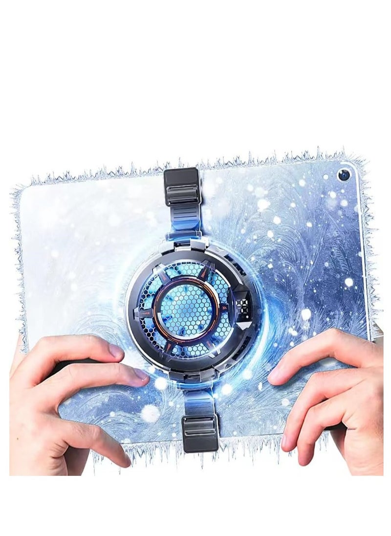 Magnetic iPad Cooler, Super Powerful Radiator with 3 Cooling Modes, Temperature Monitor LED Gaming Light,Elastic Silicone Buckle  - Image 1