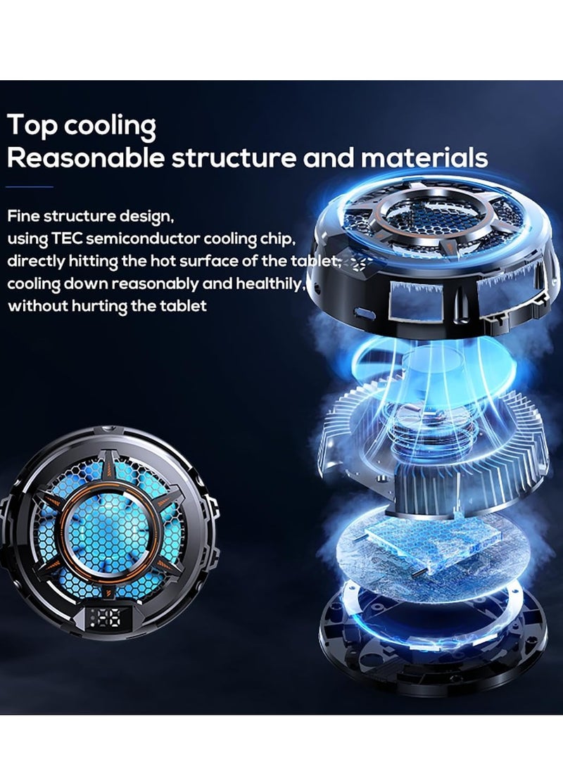 Magnetic iPad Cooler, Super Powerful Radiator with 3 Cooling Modes, Temperature Monitor LED Gaming Light,Elastic Silicone Buckle  - Image 3