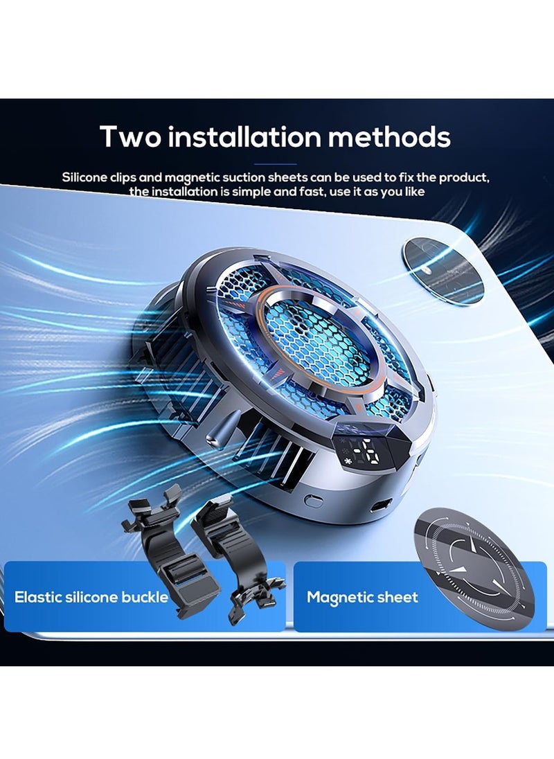Magnetic iPad Cooler, Super Powerful Radiator with 3 Cooling Modes, Temperature Monitor LED Gaming Light,Elastic Silicone Buckle  - Image 4