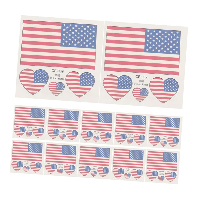 25Pcs Patriotic American Flag Heart Shape Temporary Tattoos Stickers for Independence Day Memorial Day Party Decoration and Sports Events - Image 1