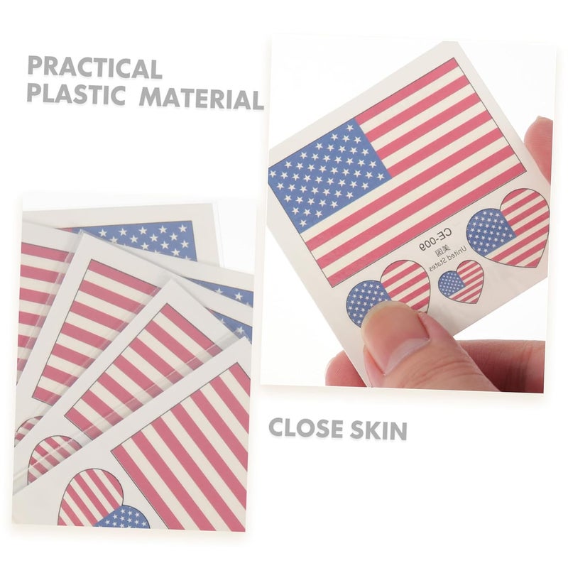 25Pcs Patriotic American Flag Heart Shape Temporary Tattoos Stickers for Independence Day Memorial Day Party Decoration and Sports Events - Image 2