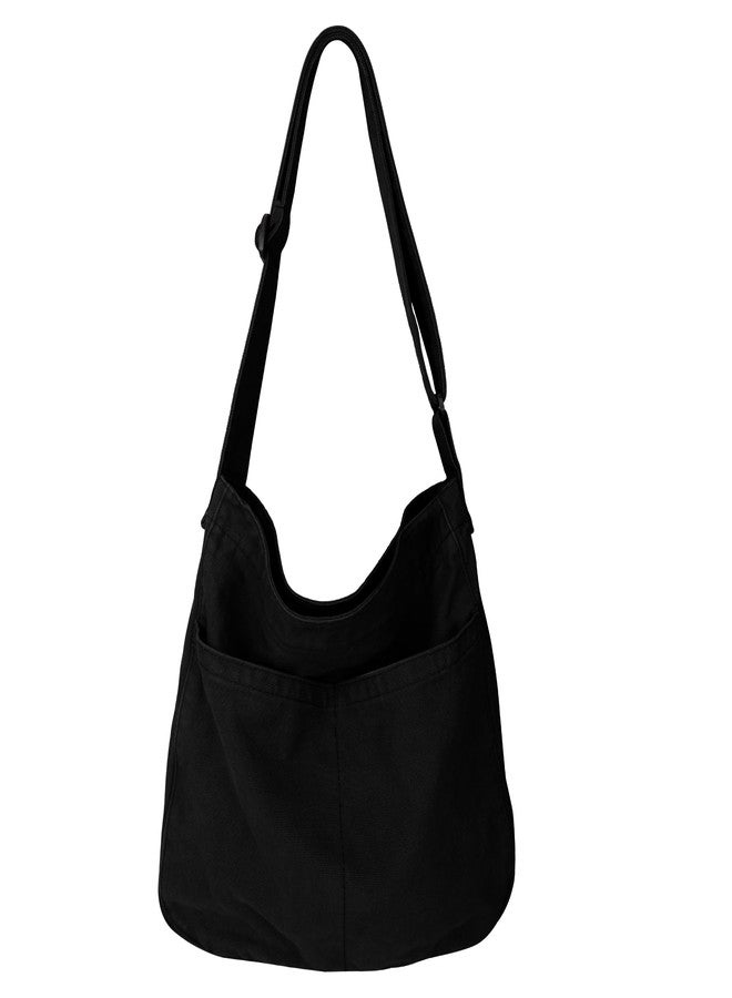 Youjaree Canvas Tote Bag for Women Large Hobo Crossbody Handbags Casual Shoulder Purse with Multiple Pockets (Black) - Image 1