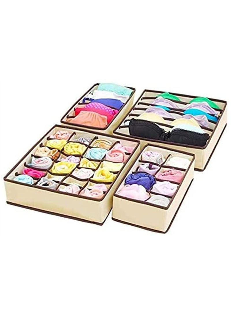 RollsTimi  4-Piece Simplized Closet Underwear Organizers Set Beige 13.5inch  - Image 3
