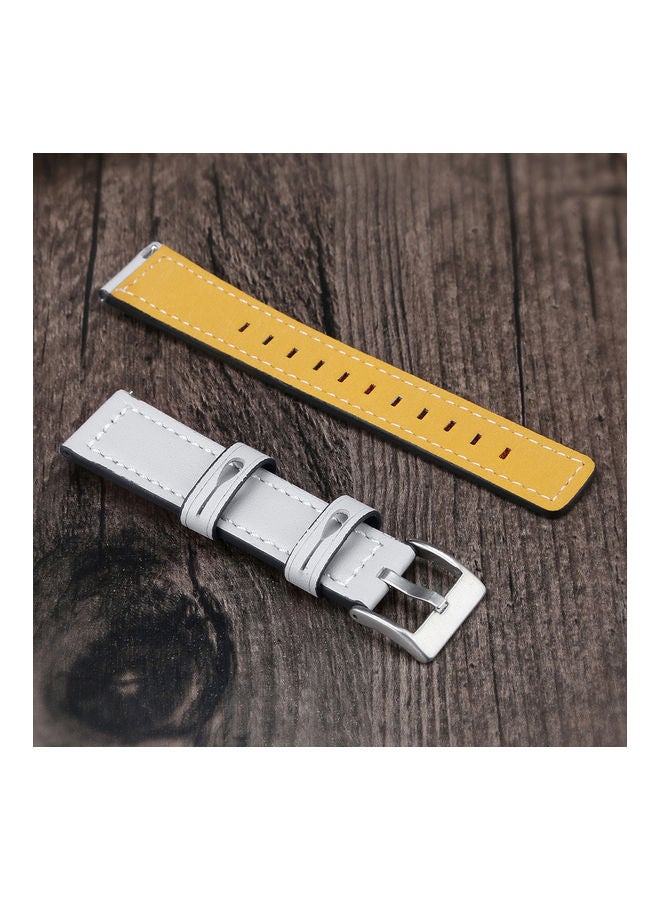 NIBEMINENT Leather Replacement Watch Strap For Huawei Gt 2 42mm / Honor Magic White - Image 3