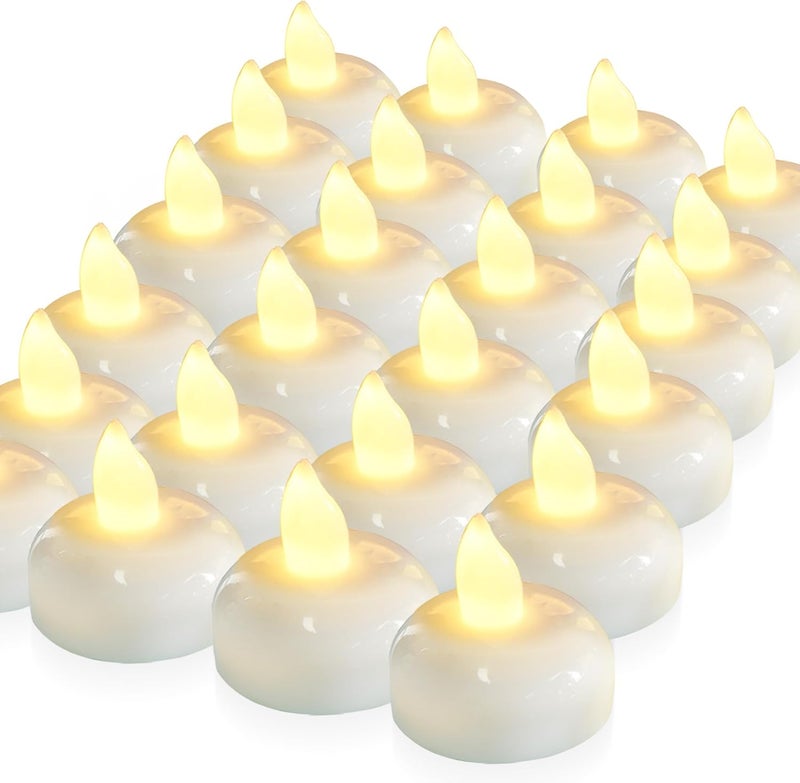 Homemory 200 Hours 24 Pack Flameless Floating Candles, Warm White Led Flickering Tealight Candles in Bulk, Decor for Wedding, Party, Centerpiece, Pool, Christmas - Image 1