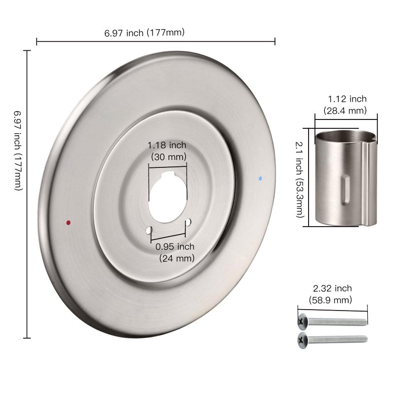 ZXFENG Shower Handle Cover Plate, Brushed Nickel,for One-Handle Tub and Shower Faucets, Escutcheon Replacement for Moen 16090 Chateau Collection - Image 5