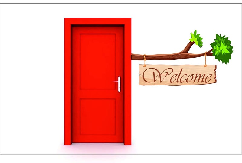 Techgifti مرحبًا مع ملصق باب حائط شجرة متعدد الألوان قياسي (الحجم - 40 سم × 72 سم) - Image 1