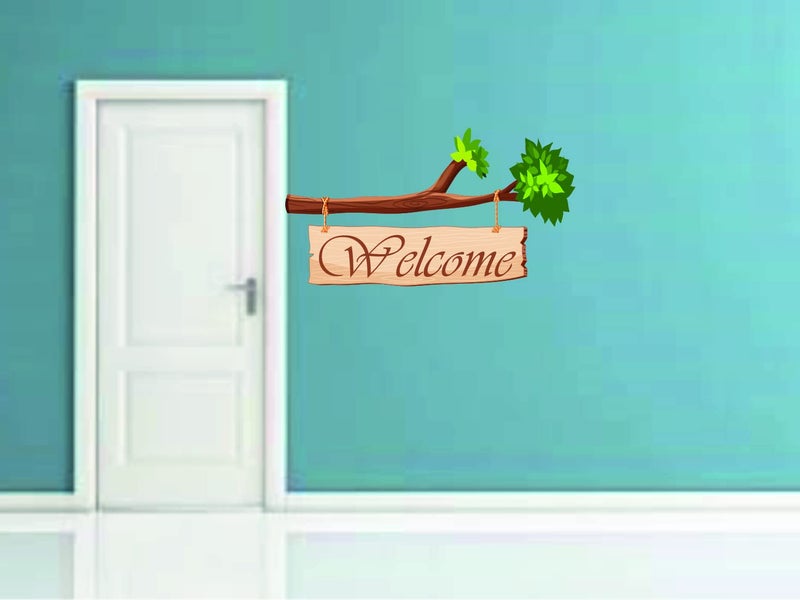 Techgifti مرحبًا مع ملصق باب حائط شجرة متعدد الألوان قياسي (الحجم - 40 سم × 72 سم) - Image 2