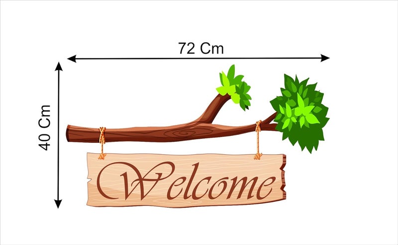 Techgifti مرحبًا مع ملصق باب حائط شجرة متعدد الألوان قياسي (الحجم - 40 سم × 72 سم) - Image 3