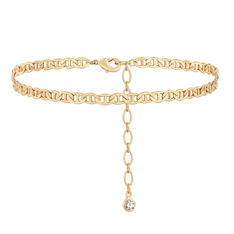 VACRONA Gold Anklets for Women 14K Gold Plated Boho Beach Beaded Chain Anklet Dainty Turquoises Evil Eye Ankle Bracelet Adjustable Chain Anklet Foot Jewelry - Image 1