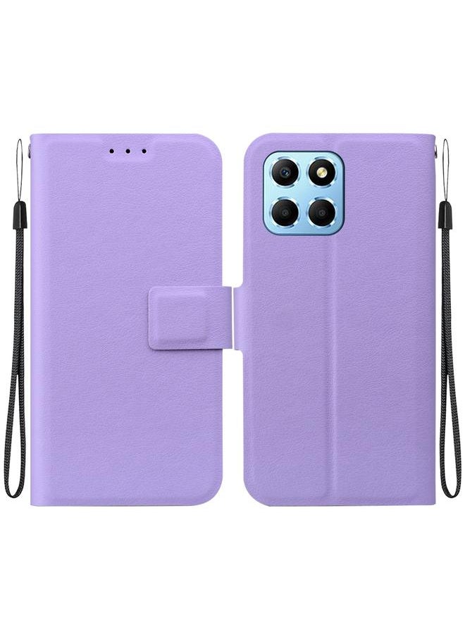 erorex - For Honor X8 5G Ultra-thin Voltage Magnetic Buckle Leather Phone Case(Purple) - Image 1