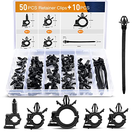 GOOACC 60Pcs Car Wire Loom Routing Clips Assortment - 6 Different Sizes Universal Wiring Harness Routing Clip Replacement Parts for Honda GM Mazda - Image 1