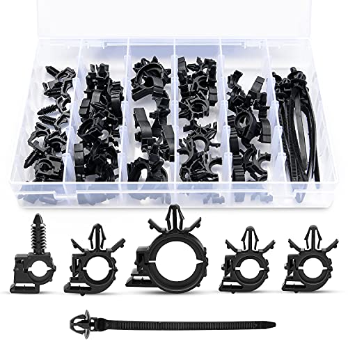 GOOACC 60Pcs Car Wire Loom Routing Clips Assortment - 6 Different Sizes Universal Wiring Harness Routing Clip Replacement Parts for Honda GM Mazda - Image 2