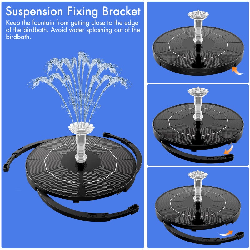 AISITIN 3.5W Solar Fountain Pump for Water Feature Outdoor DIY Solar Bird Bath Fountain with Multiple Nozzles, Solar Powered Water Fountain for Garden, Ponds, Fish Tank and Aquarium - Image 5