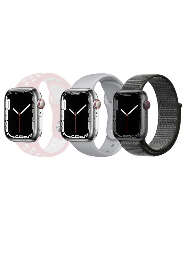 Perfii - 3pcs Watch Bands Replacement for Apple Watch Strap Compatible with Apple Watch 49/46/45/44/42mm Series 10/9/8/7/6/5/4/SE/Ultra - Image 1