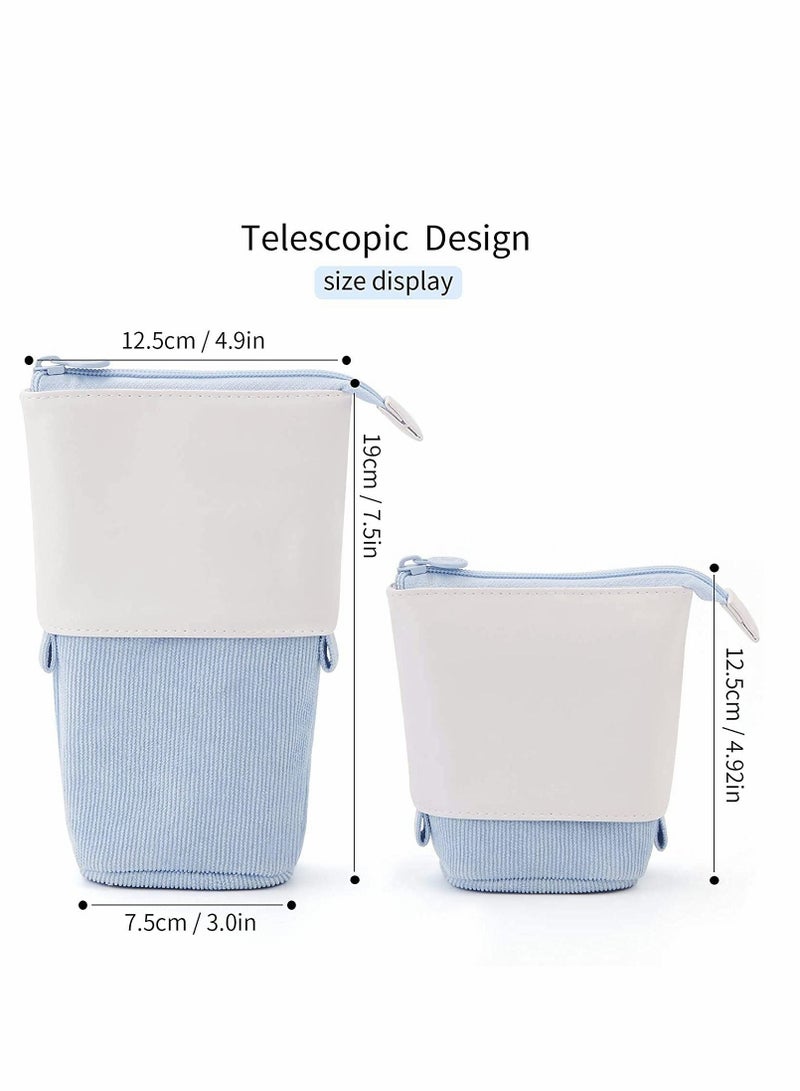 KASTWAVE Pencil Case,  Standing Stationery Bag, Telescopic Pen Pouch Holder School College office Organizer with Zipper for Girls Boys Adults  - Image 3