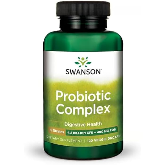 Swanson Probiotic Complex 4.2 Billion CFU 5-Strain Digestive Health Fat Metabolism Satiety Prebiotic FOS Complex Supplement 120 Veggie DRcaps - Image 1
