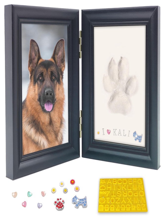 MYPAWLETS Clay Paw Print Kit for Dog Cat,Pawprint Keepsake Frame,L Black - Image 1