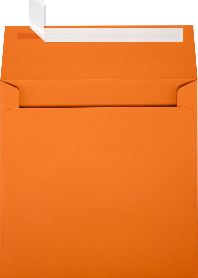 LUXPaper Square Invitation Envelopes | Peel & Press | 6 1/2" x 6 1/2" | Mandarin Orange | 80lb. Text | 50 Qty - Image 1