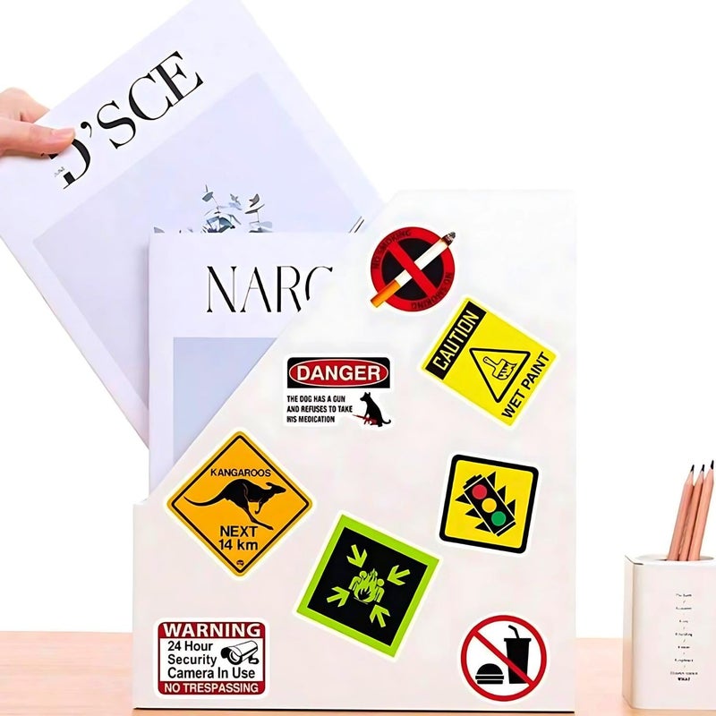 Traffic Signs Danger Warning Comic Computer Stickers Vinyl Stickers for Car Bike Laptop Skateboard Luggage Decal Graffiti Patches Stickers 100 pcs Warning Sign Style - Image 5