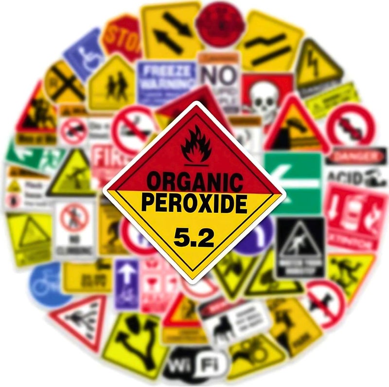 Traffic Signs Danger Warning Comic Computer Stickers Vinyl Stickers for Car Bike Laptop Skateboard Luggage Decal Graffiti Patches Stickers 100 pcs Warning Sign Style - Image 3