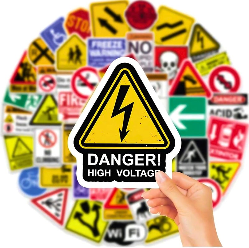 Traffic Signs Danger Warning Comic Computer Stickers Vinyl Stickers for Car Bike Laptop Skateboard Luggage Decal Graffiti Patches Stickers 100 pcs Warning Sign Style - Image 4