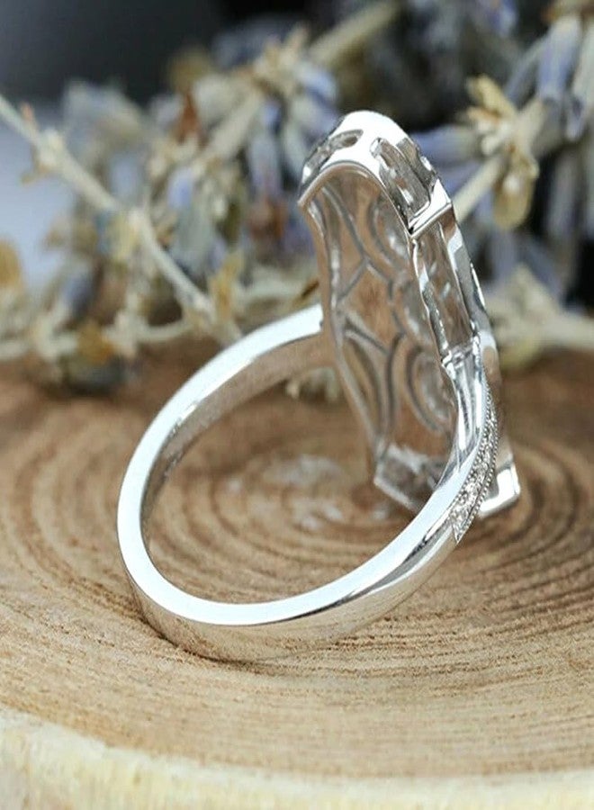 RKKOJJO Retro Vintage 925 Sterling Silver Shiny Full Diamond Gemstone Ring 18K Cubic Zirconia Promise Cocktail Rings Eternity Engagement Wedding Band Ring for Women Size 7 - Image 5