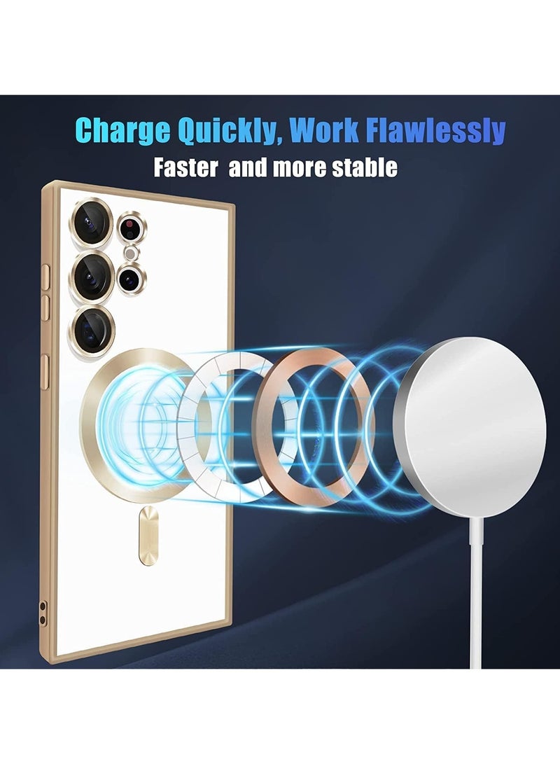 Magnetic Clear Case for Samsung Galaxy S25 Ultra with Camera Lens Protector Mag safe Compatible Electroplated Soft TPU Shockproof Case for Galaxy S25 Ultra  - Image 4