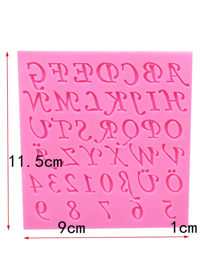 26 English Letters And Numbers Silicone Mold Cake Chocolate Mold DIY Fondant Cake Baking Tool-Specifications:Pink - Image 3