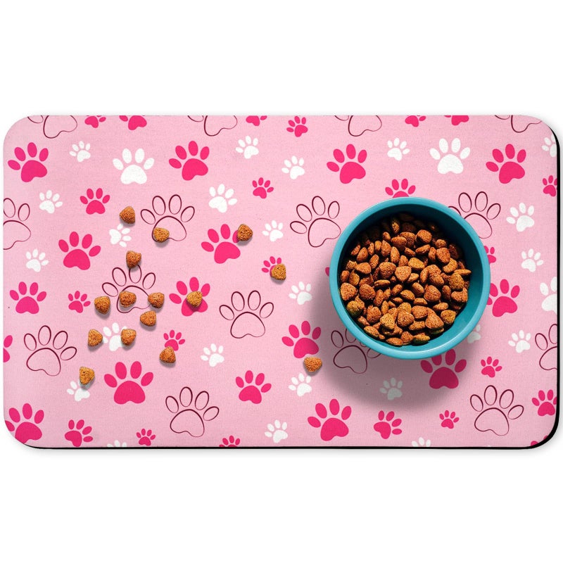 Zoeeya Dog Food Mat, Absorbent Water Bowl Mats Cat Pet Feeding Placemats Pink 12 * 20 inch - Image 1