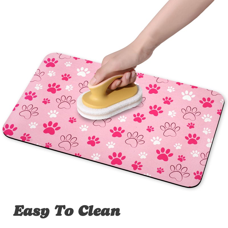 Zoeeya Dog Food Mat, Absorbent Water Bowl Mats Cat Pet Feeding Placemats Pink 12 * 20 inch - Image 4