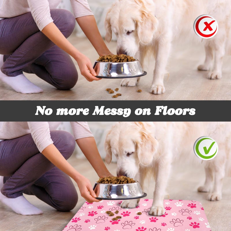 Zoeeya Dog Food Mat, Absorbent Water Bowl Mats Cat Pet Feeding Placemats Pink 12 * 20 inch - Image 5