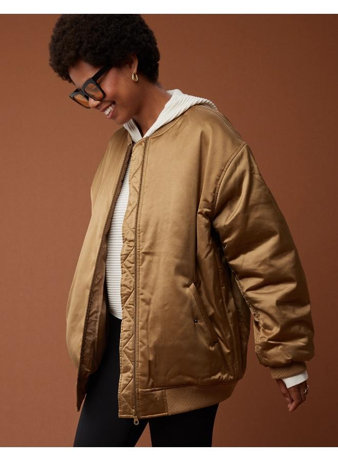 Aerie Pocket Detailed Satin Jacket - Image 1