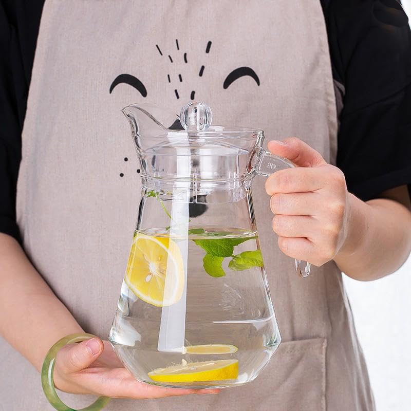 Mivana Premium Juice and Water Glass Pitcher with Lid and 1.5 Liter Jug - Romantic Style Water Jug with Handle for Hot and Cold Beverages, Ice, Lemon Tea, Milk and Juice Carafes (Crystal Jug) - Image 5