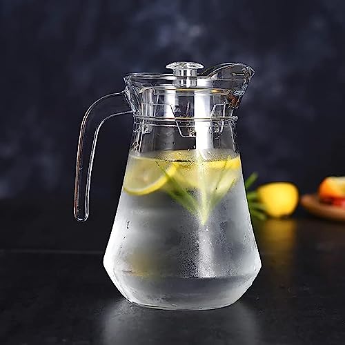 Mivana Premium Juice and Water Glass Pitcher with Lid and 1.5 Liter Jug - Romantic Style Water Jug with Handle for Hot and Cold Beverages, Ice, Lemon Tea, Milk and Juice Carafes (Crystal Jug) - Image 1