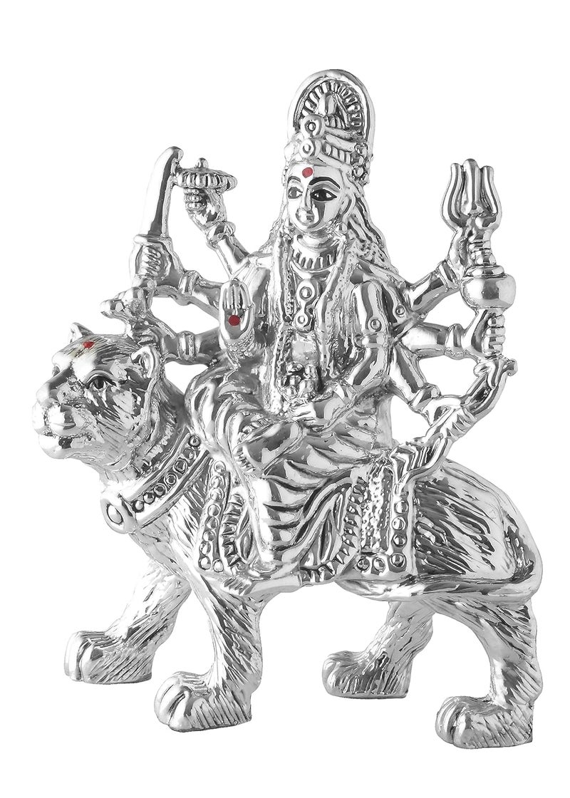 PRD CARATCAFE CaratCafe Maa Durga Sherawali Ma Ambe MATA Idol Pure Silver 999 StatueBIS Hallmark Certified for Puja Temple Good Luck Gift Home Decor NET WT 3336 GMS 27 x 15 x 37 Inch - Image 3