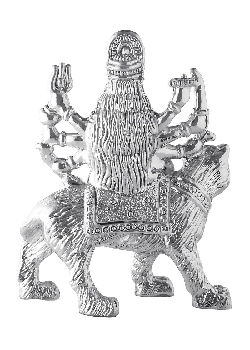 PRD CARATCAFE CaratCafe Maa Durga Sherawali Ma Ambe MATA Idol Pure Silver 999 StatueBIS Hallmark Certified for Puja Temple Good Luck Gift Home Decor NET WT 3336 GMS 27 x 15 x 37 Inch - Image 4