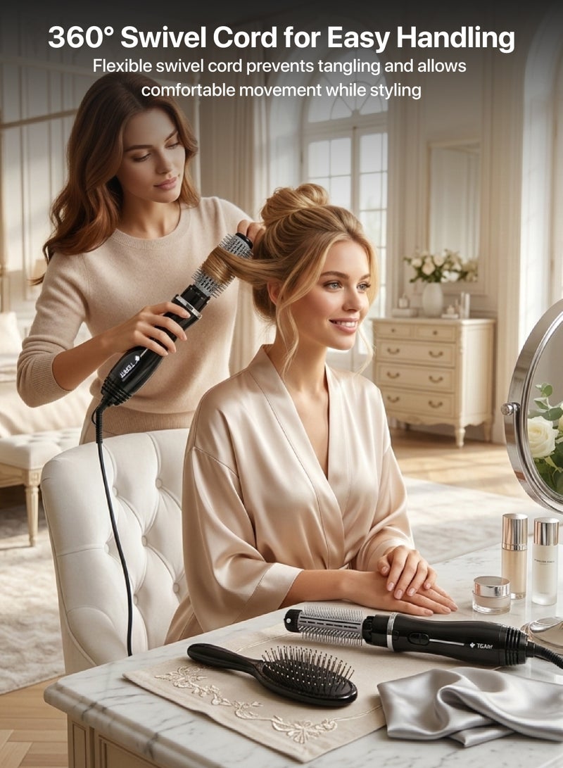 تيم Team 5‑in‑1 Hot Air Hair Styler & Volumizer Set | 800W Blow Dry Brush with 3 Heat Modes, Cool Function, 360° Swivel Cord | Curling, Straightening, Volumizing & Smoothing for All Hair Types - Image 2