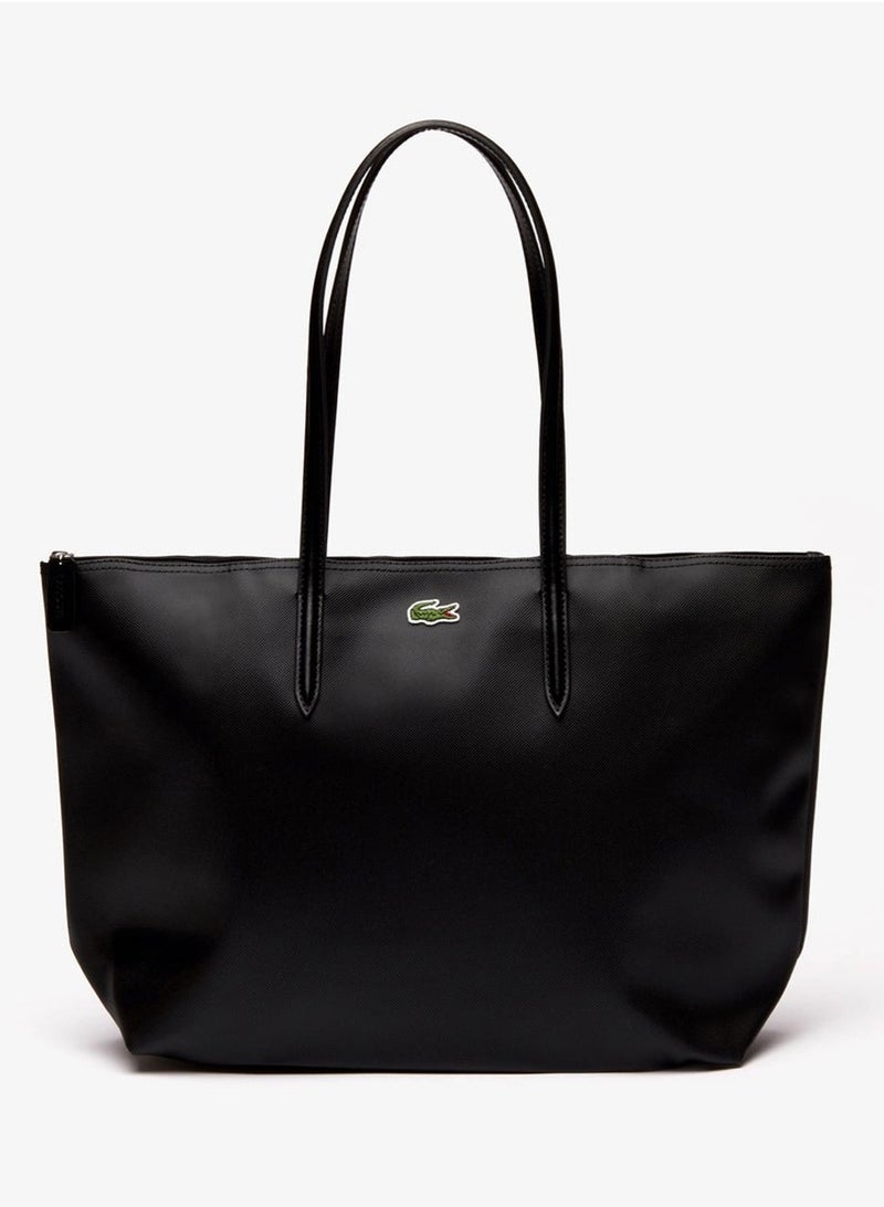 لاكوست حقيبة لاكوست النسائية الكبيرة، حقيبة سفر، حقيبة تسوق، مناسبة للعمل، والسفر في عطلة نهاية الأسبوع (أسود) - Image 1