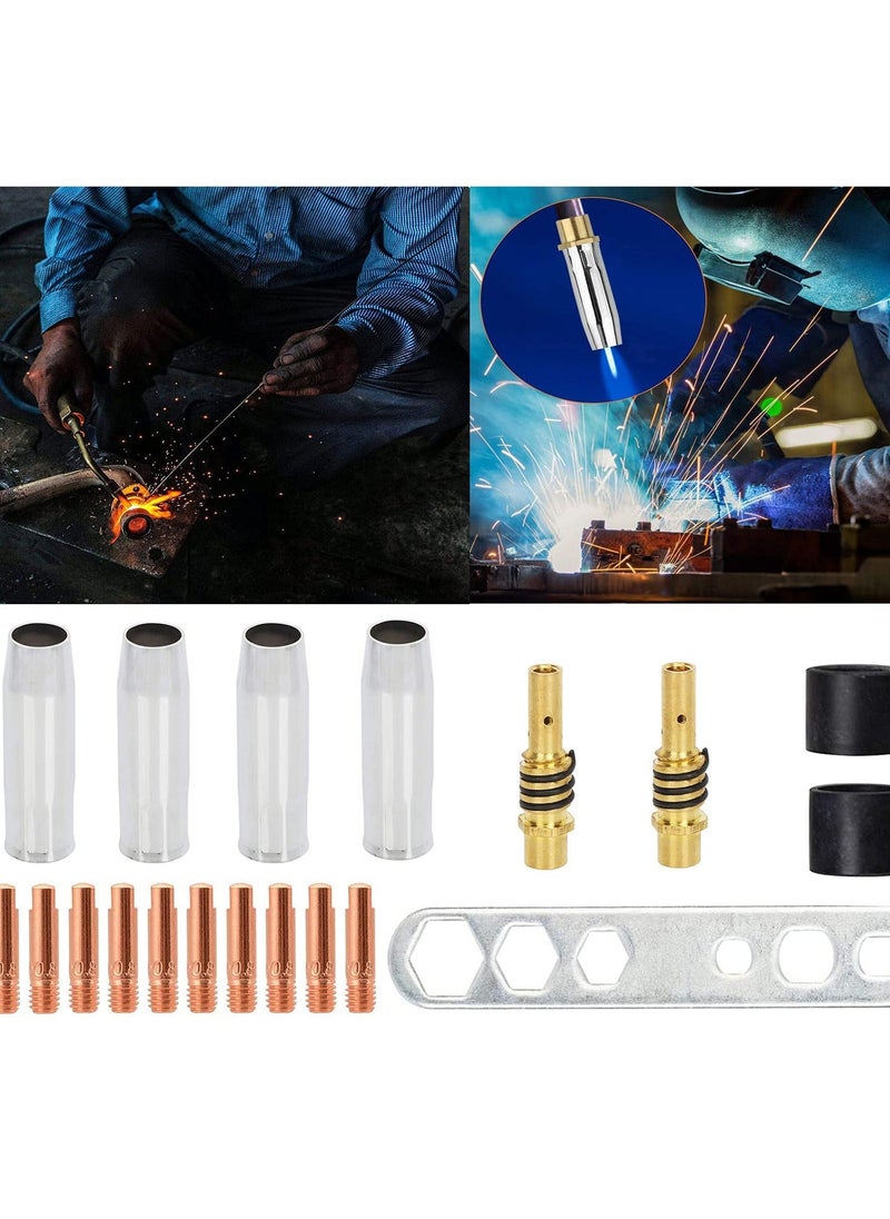 Generic - Welding Contact Tips Kit for MB15 Welding Torch, Includes 0.8mm M6 Tips, Holder, Diffuser, Shield Cup, and Nozzle Kit, Complete Accessories Set for 15AK MIG Welding Torch - Image 1
