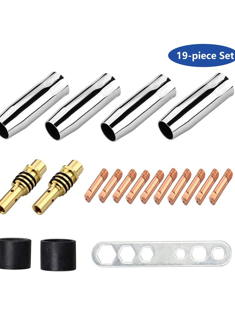 Generic - Welding Contact Tips Kit for MB15 Welding Torch, Includes 0.8mm M6 Tips, Holder, Diffuser, Shield Cup, and Nozzle Kit, Complete Accessories Set for 15AK MIG Welding Torch - Image 1