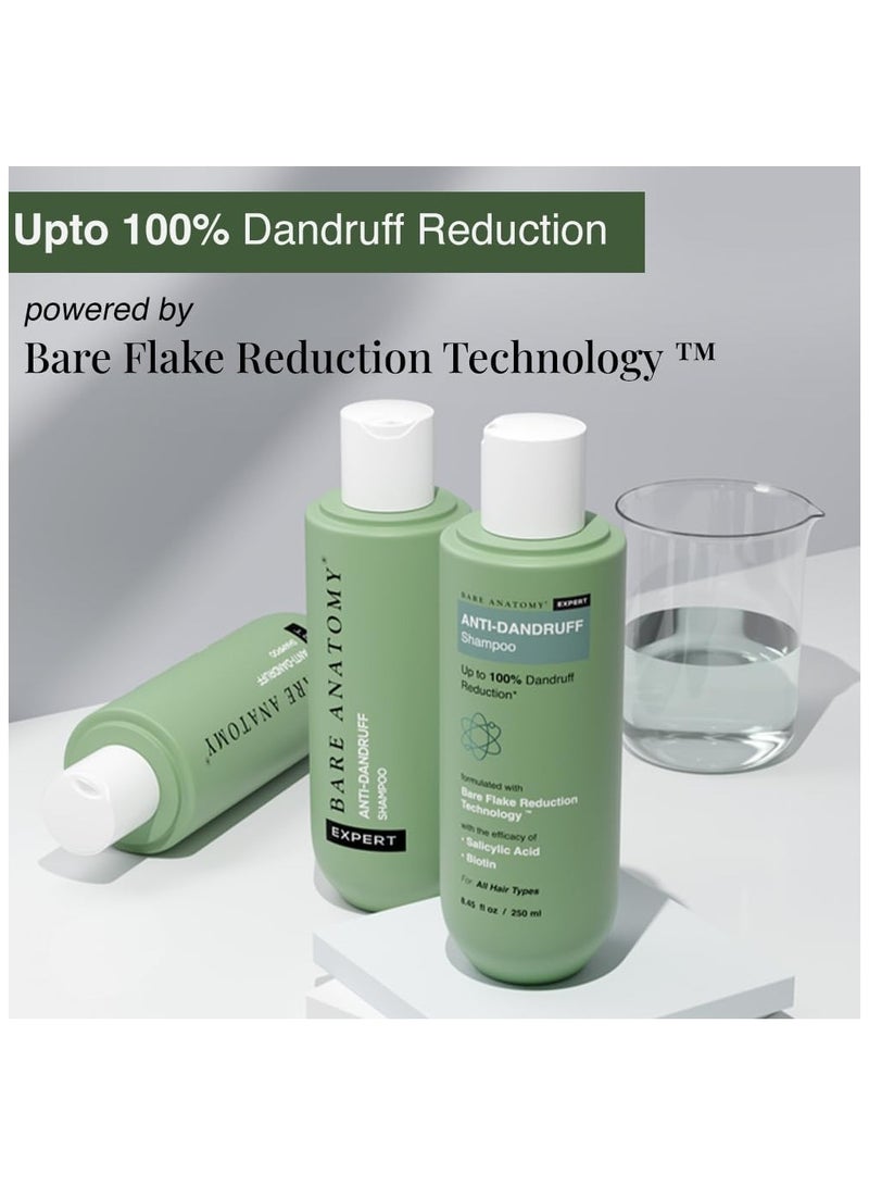 BARE ANATOMY Anti Dandruff Shampoo | Reduces Up to 100% Dandruff and Strengthens Hair | Derma Approved Shampoo with Salicylic Acid & Biotin  250ml  - Image 2