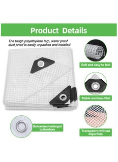 Excefore غطاء شفاف من القماش المشمع الثقيل مع ثقوب معززة غطاء PVC سميك مقاوم للماء غطاء عالي الجودة للتخييم الخارجي  - Image 3