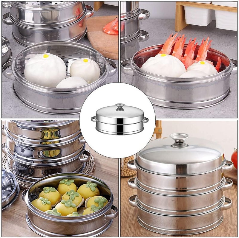 comfrt Food Steamer with Lid Stainless Steel for Cooking Vegetables and Dumplings Dim Sum Chicken Fish Veggies 18cm - Image 2