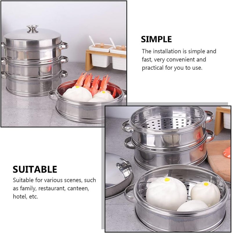 comfrt Food Steamer with Lid Stainless Steel for Cooking Vegetables and Dumplings Dim Sum Chicken Fish Veggies 18cm - Image 5